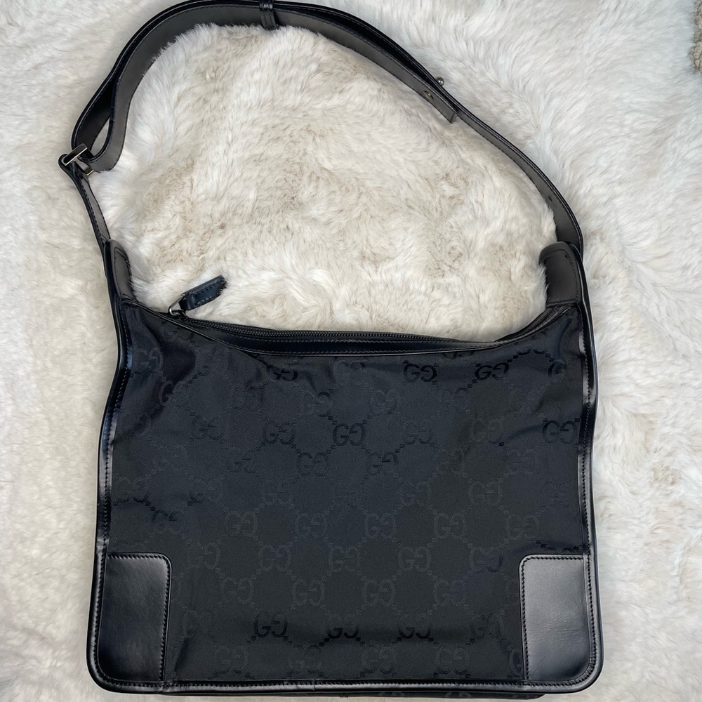 Gucci Black Monogram Hobo Adjustable Shoulder Bag - image 1